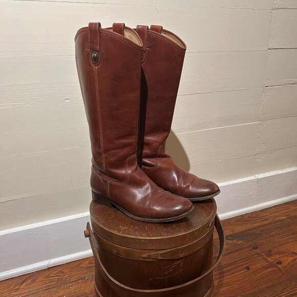 Frye Melissa Button Riding Boot, Cognac Brown - Picture 1 of 6